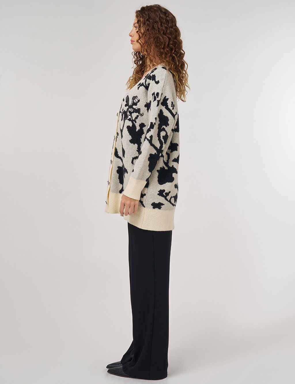Sequin Embroidered Knit Cardigan in Cream