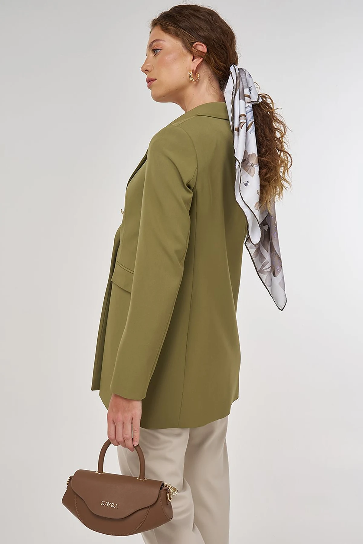 Button Detail Blazer Jacket in Khaki