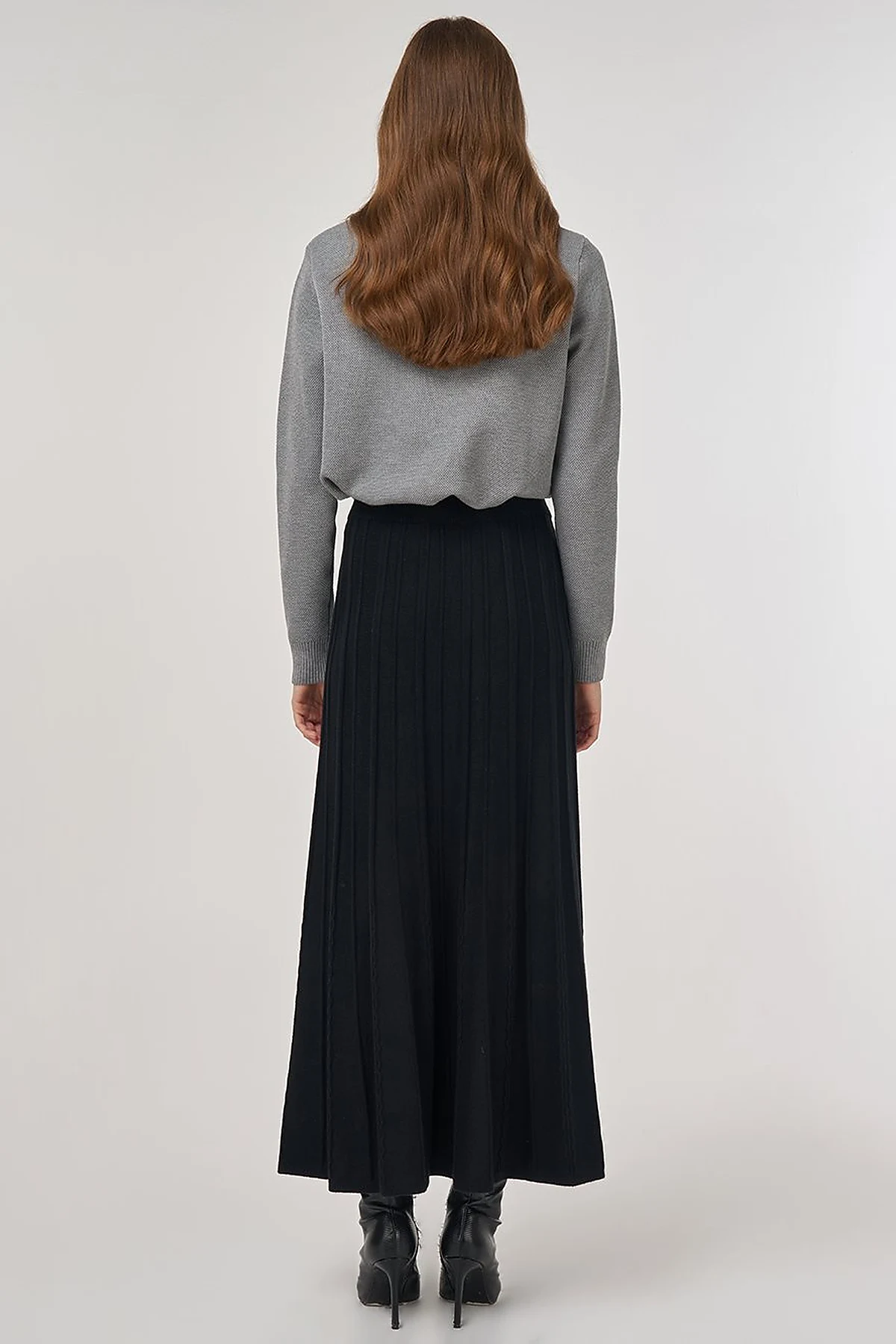 High Waist Viscose Knit Skirt Black
