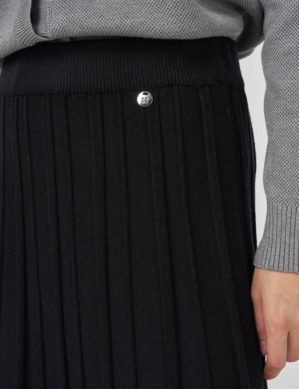 Yüksek Bel​ Viskon Triko Etek Siyah 