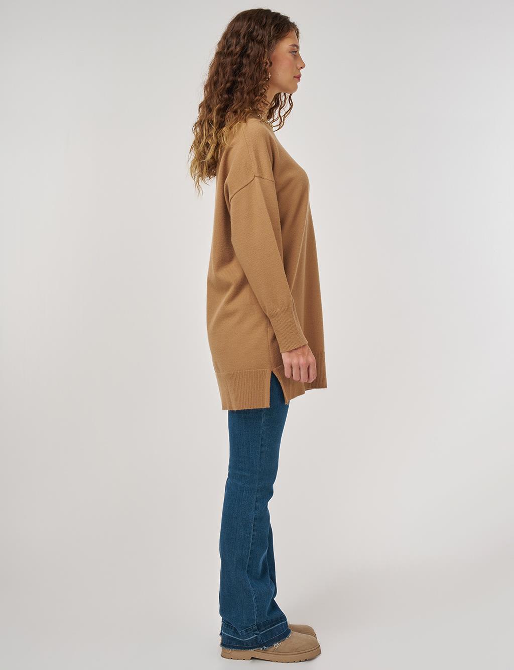 Sequin Detailed Knit Tunic Beige