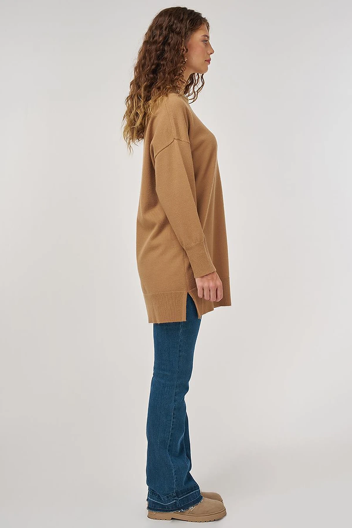 Sequin Detailed Knit Tunic Beige