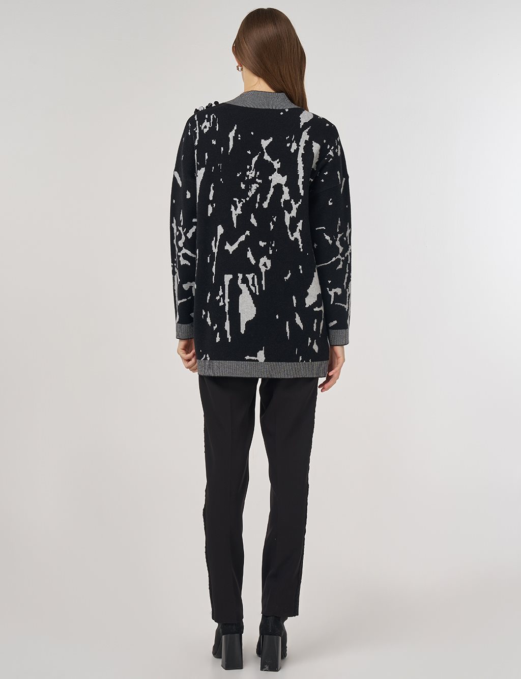 Sequin Detailed Viscose Knit Tunic in Black