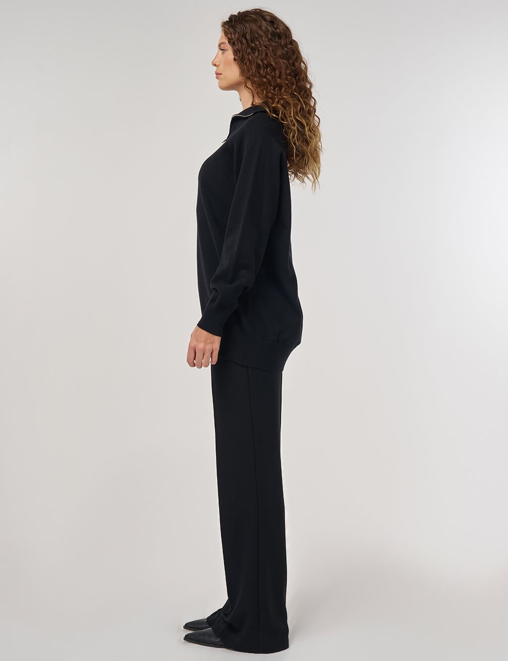 Zippered Knit Tunic in Black