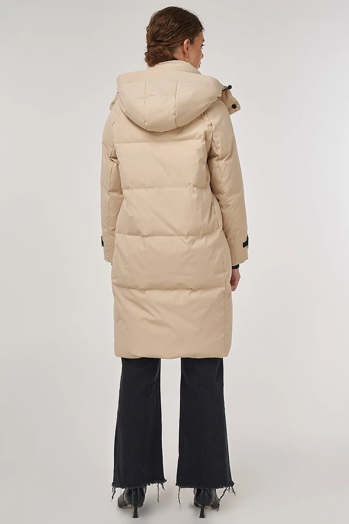 Pocket Detailed Goose Down Coat in Cream