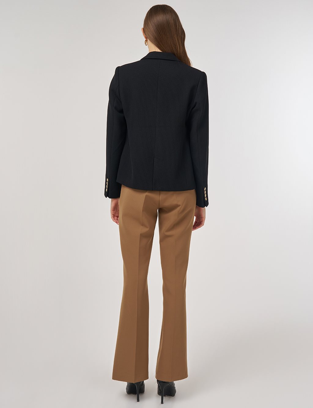Gold Düğmeli Blazer Ceket Siyah 