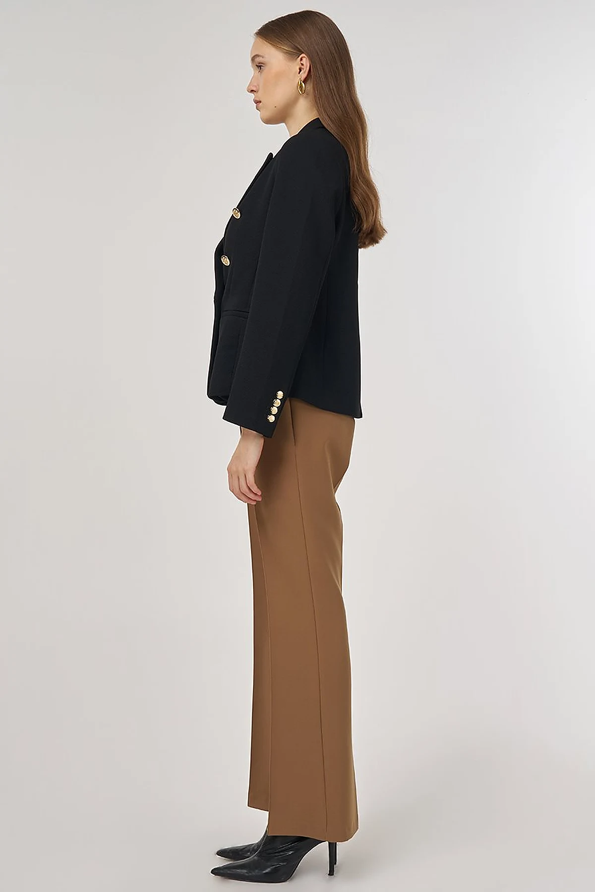 Gold Buttoned Blazer Jacket in Black