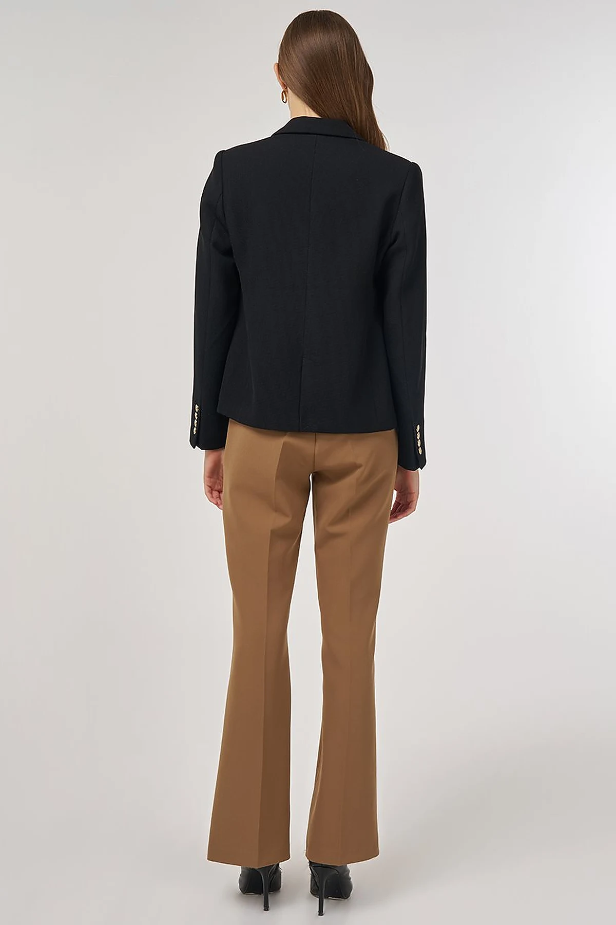 Gold Buttoned Blazer Jacket in Black