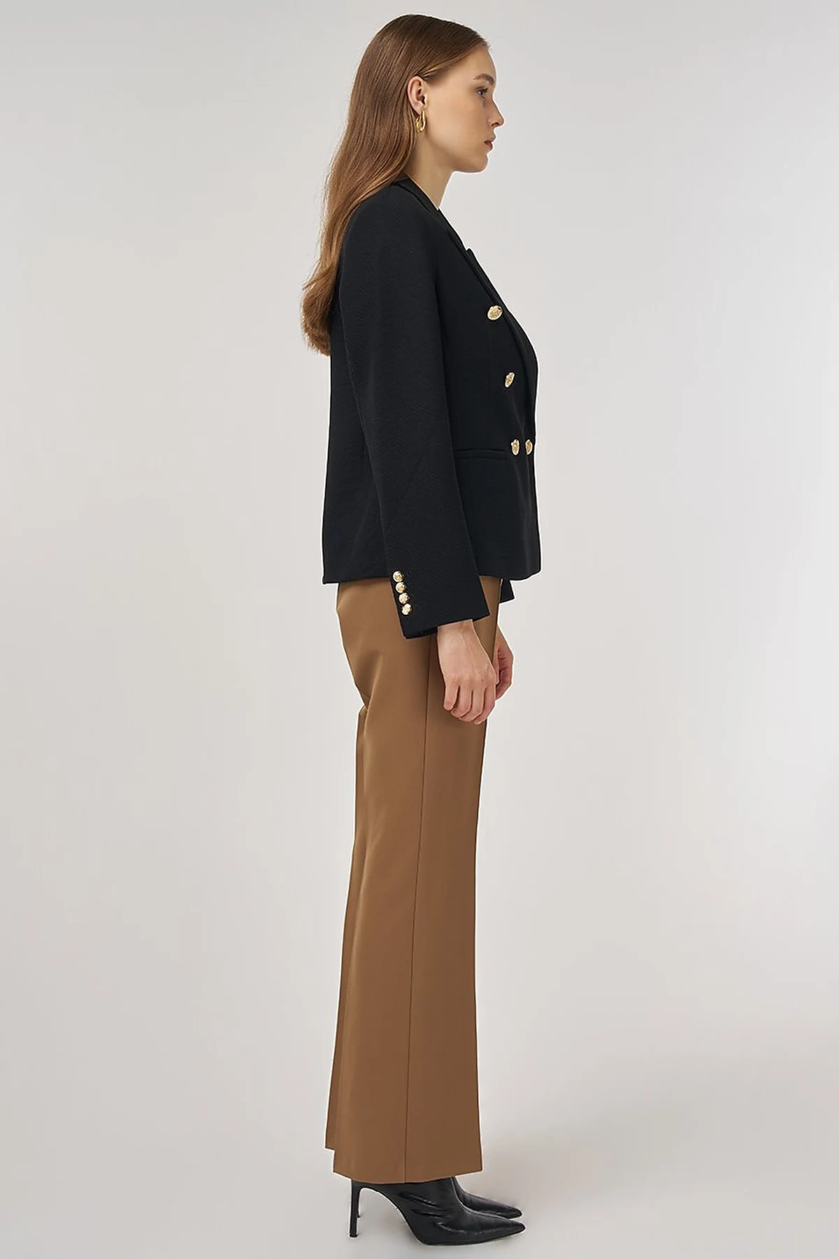 Gold Buttoned Blazer Jacket in Black
