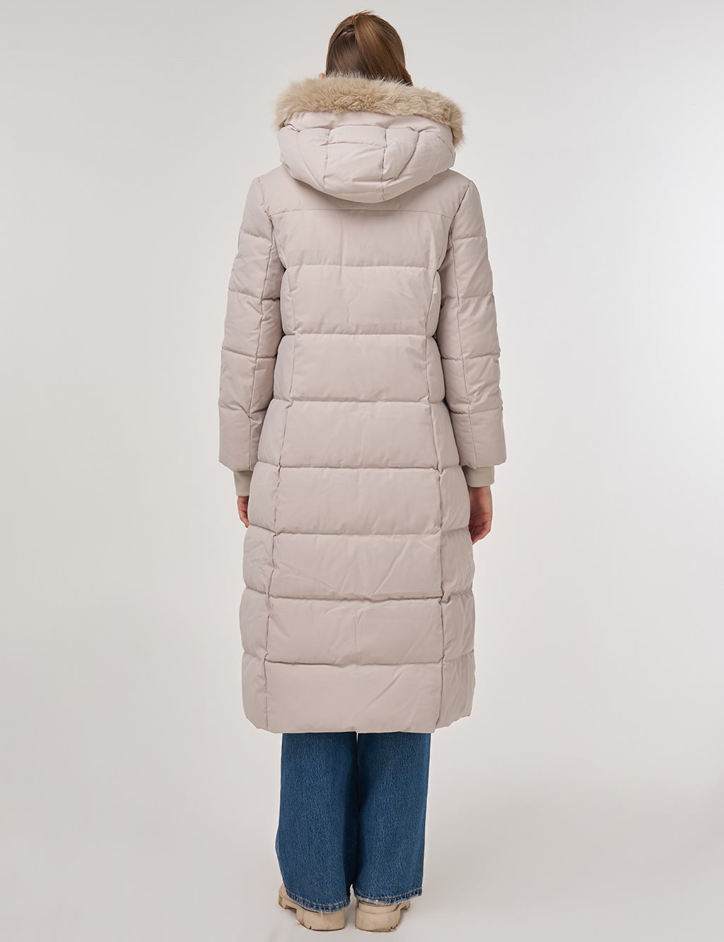 Suni Kürk Detaylı Anorak Mont Taş 