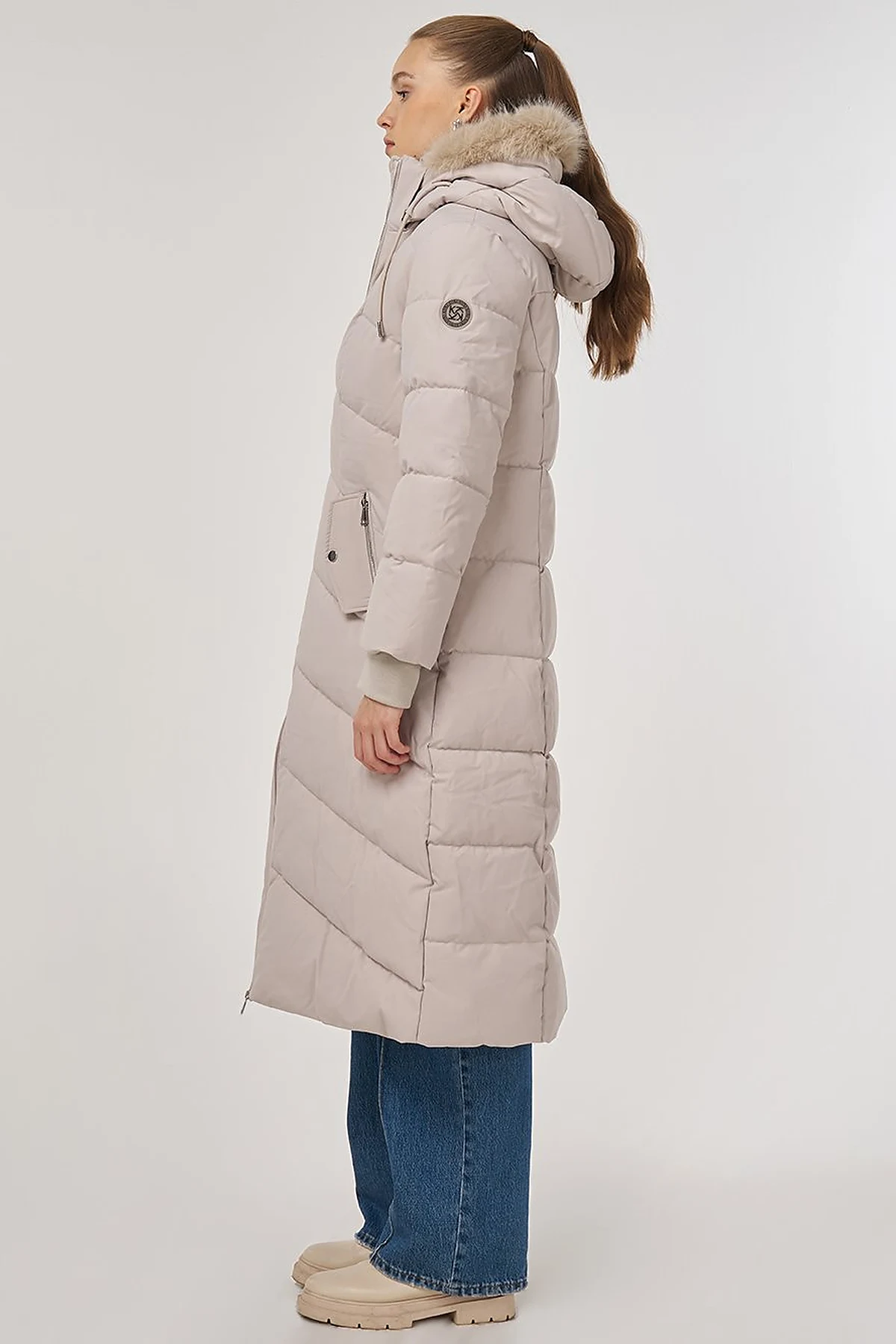 Faux Fur Detailed Anorak Coat in Stone