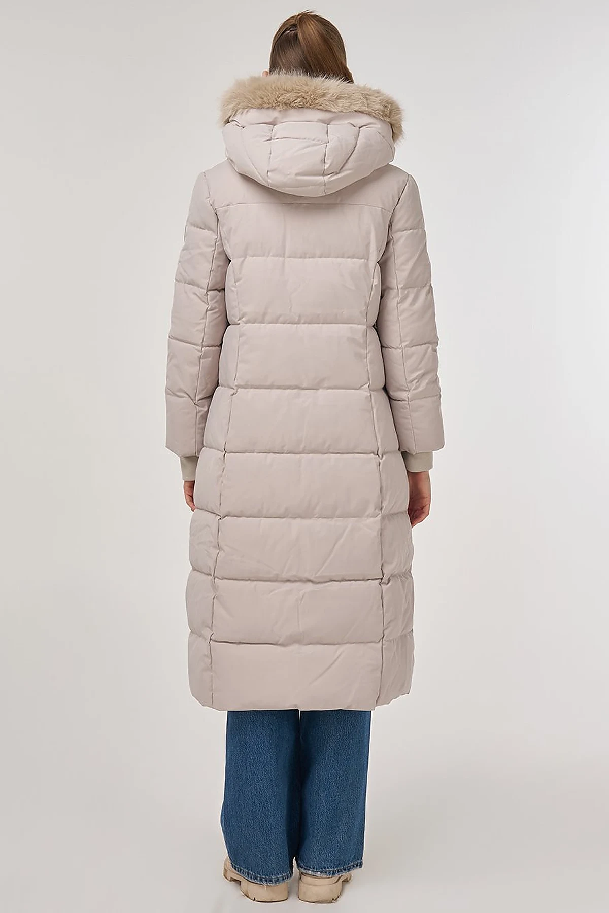 Faux Fur Detailed Anorak Coat in Stone
