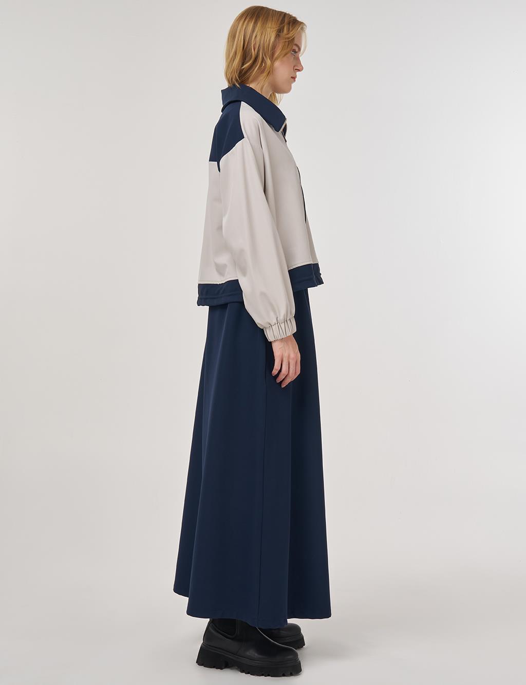 Color-Block Skirt Set Dark Navy 
