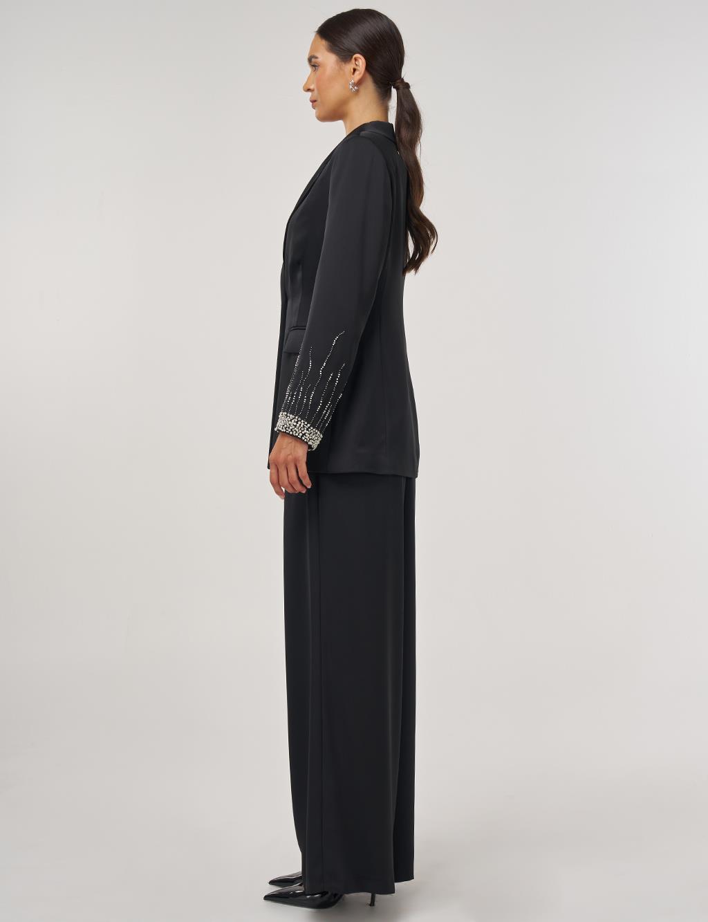 Embroidered Blazer Jacket Black