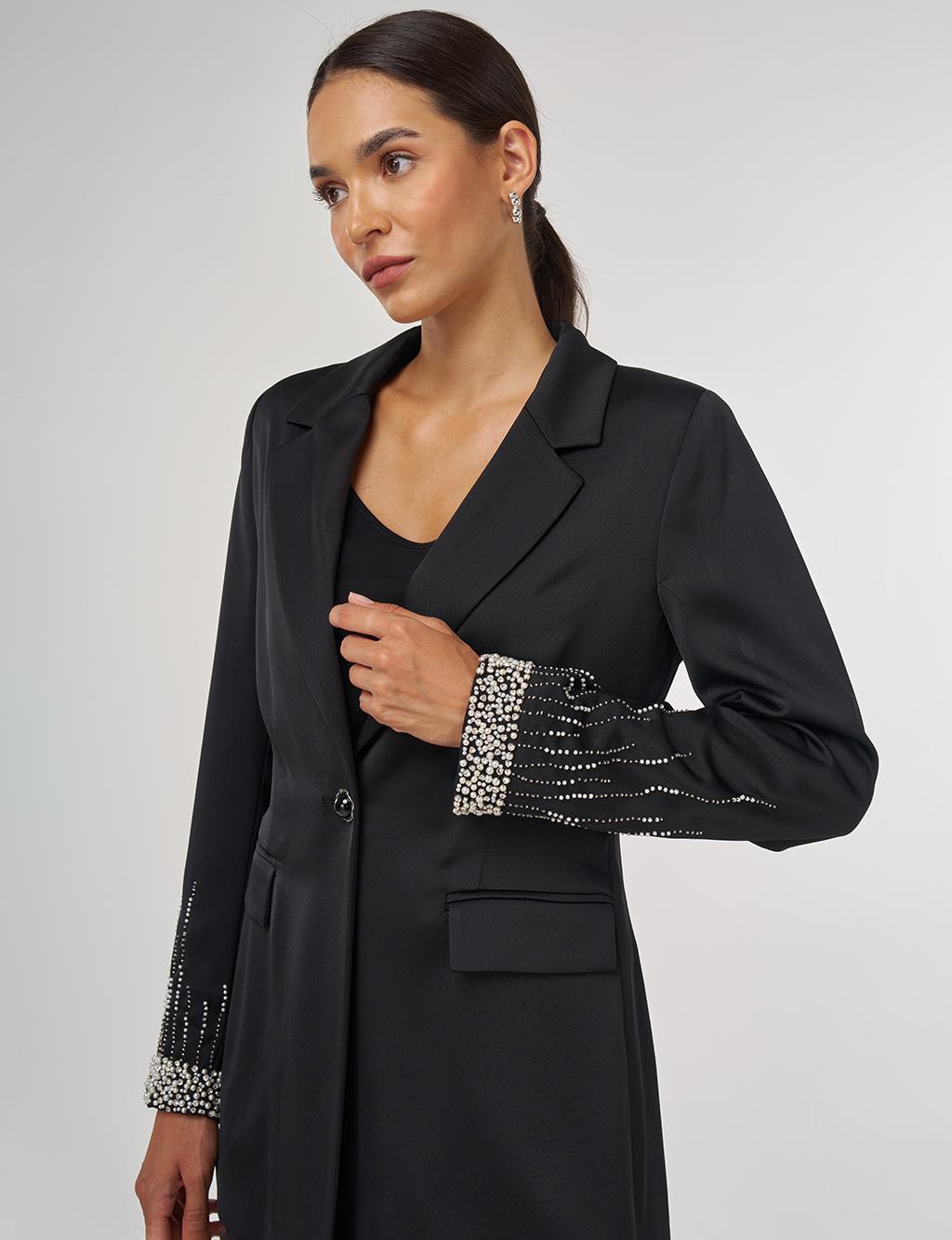 Embroidered Blazer Jacket Black