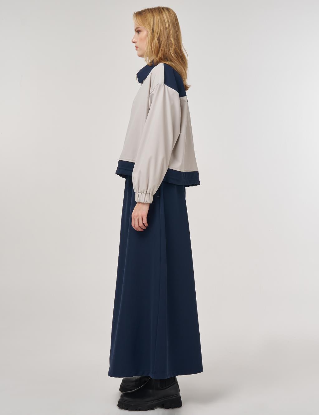Color-Block Skirt Set Dark Navy 