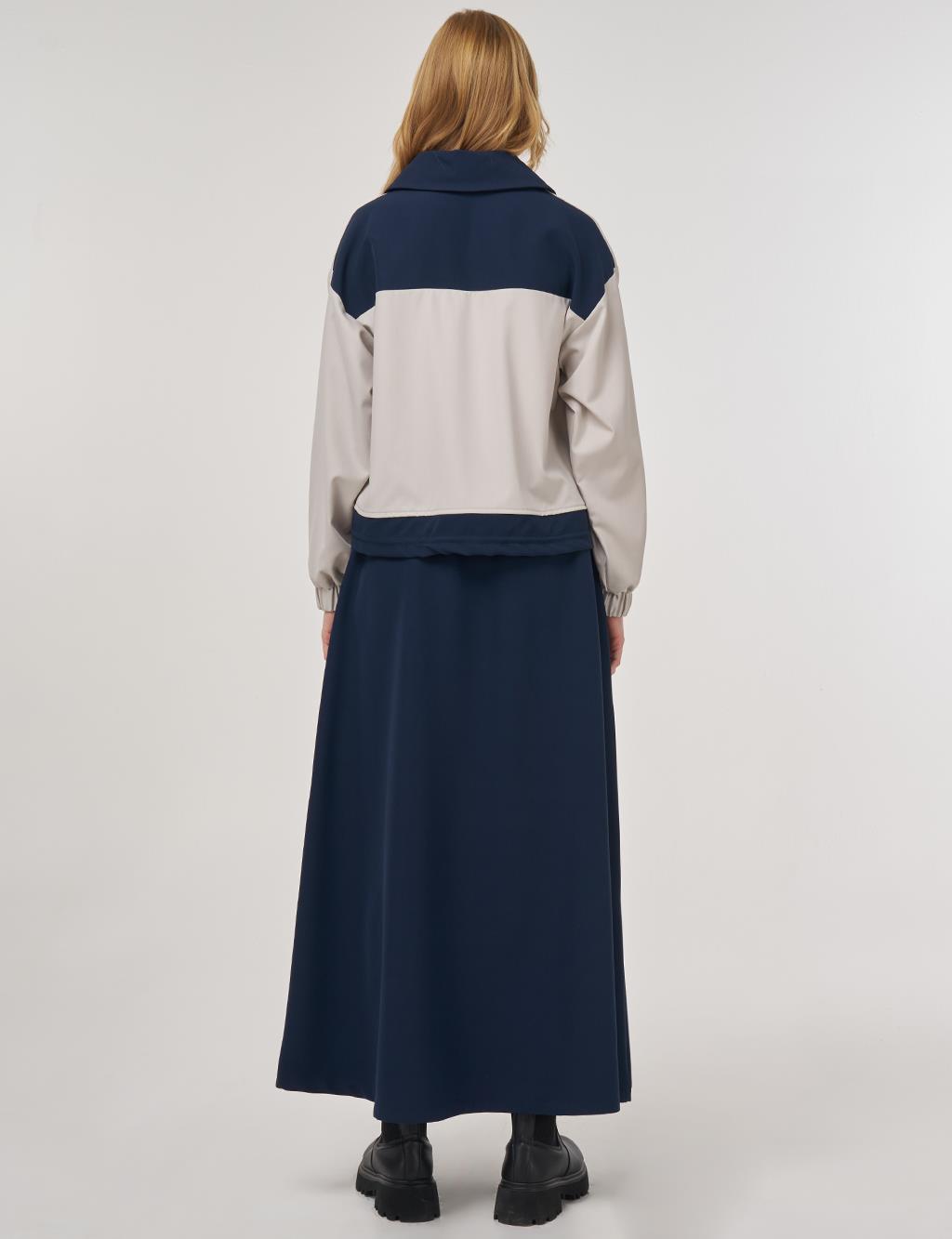 Color-Block Skirt Set Dark Navy 