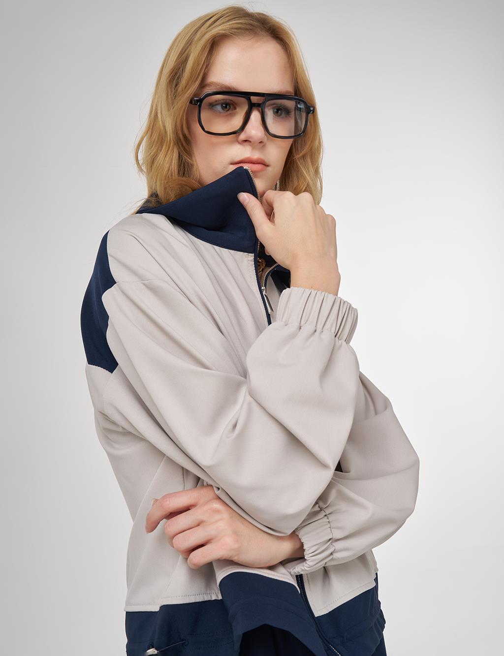 Color-Block Skirt Set Dark Navy 