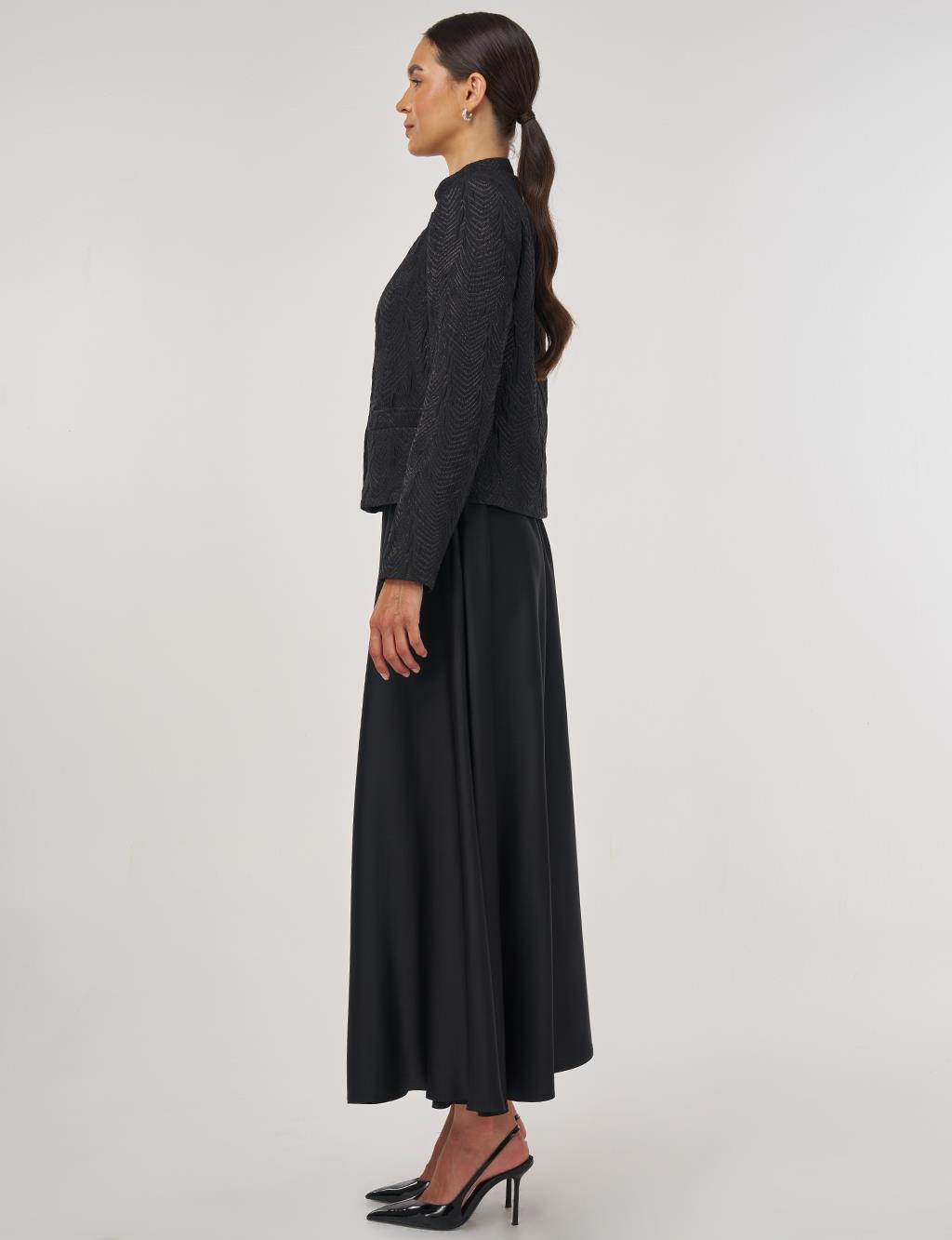 Stone Embellished Jacquard Jacket Black