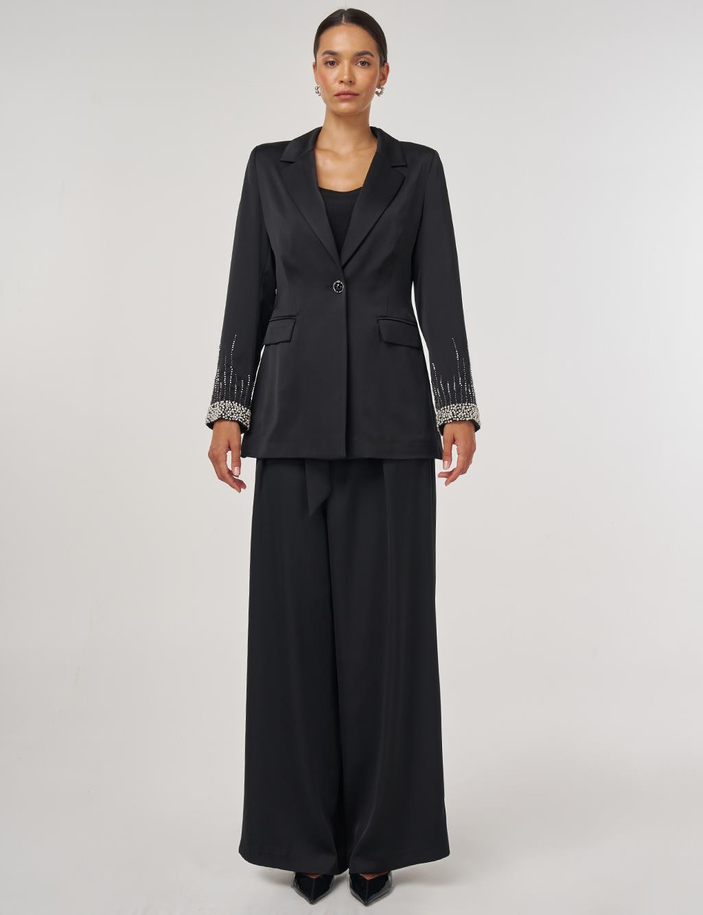 Embroidered Blazer Jacket Black