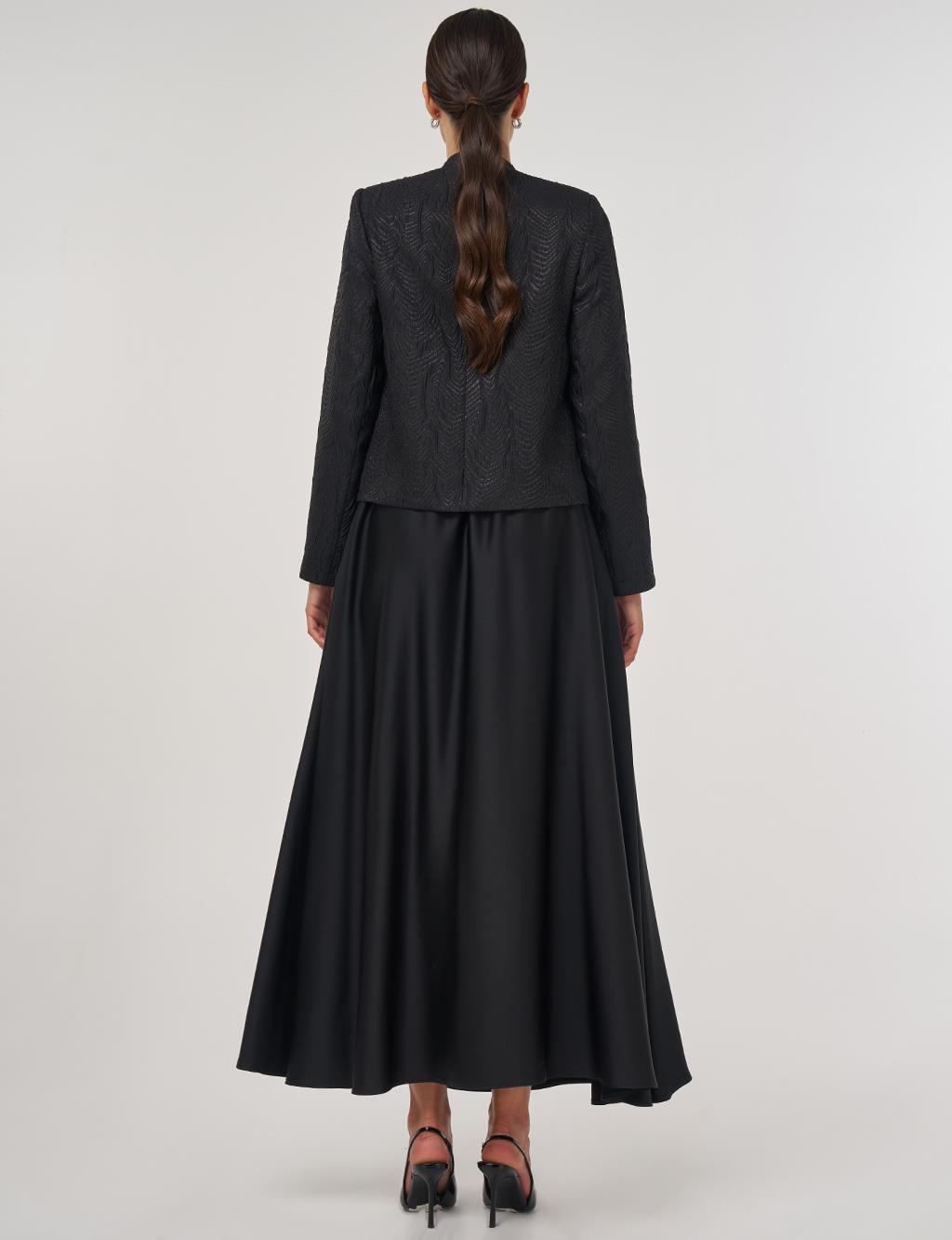 Stone Embellished Jacquard Jacket Black
