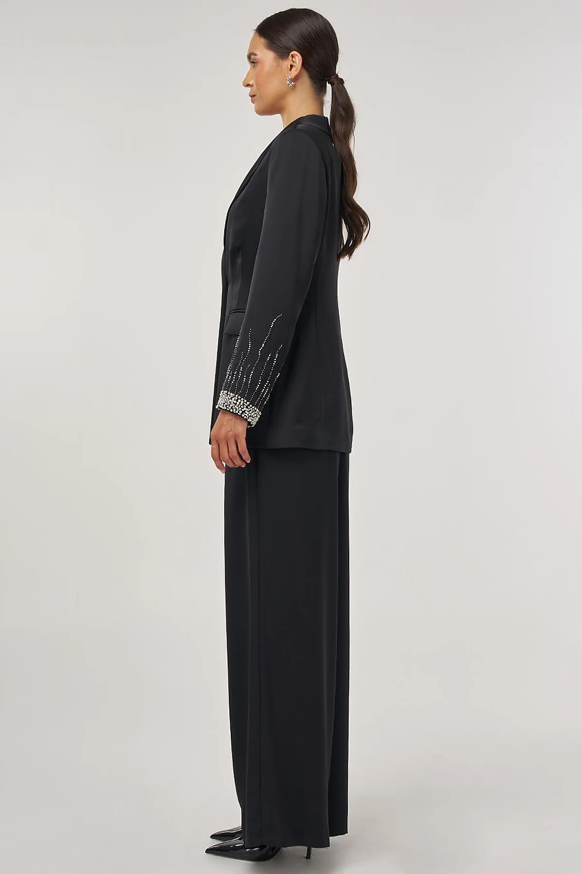 İşlemeli Blazer Ceket Siyah 