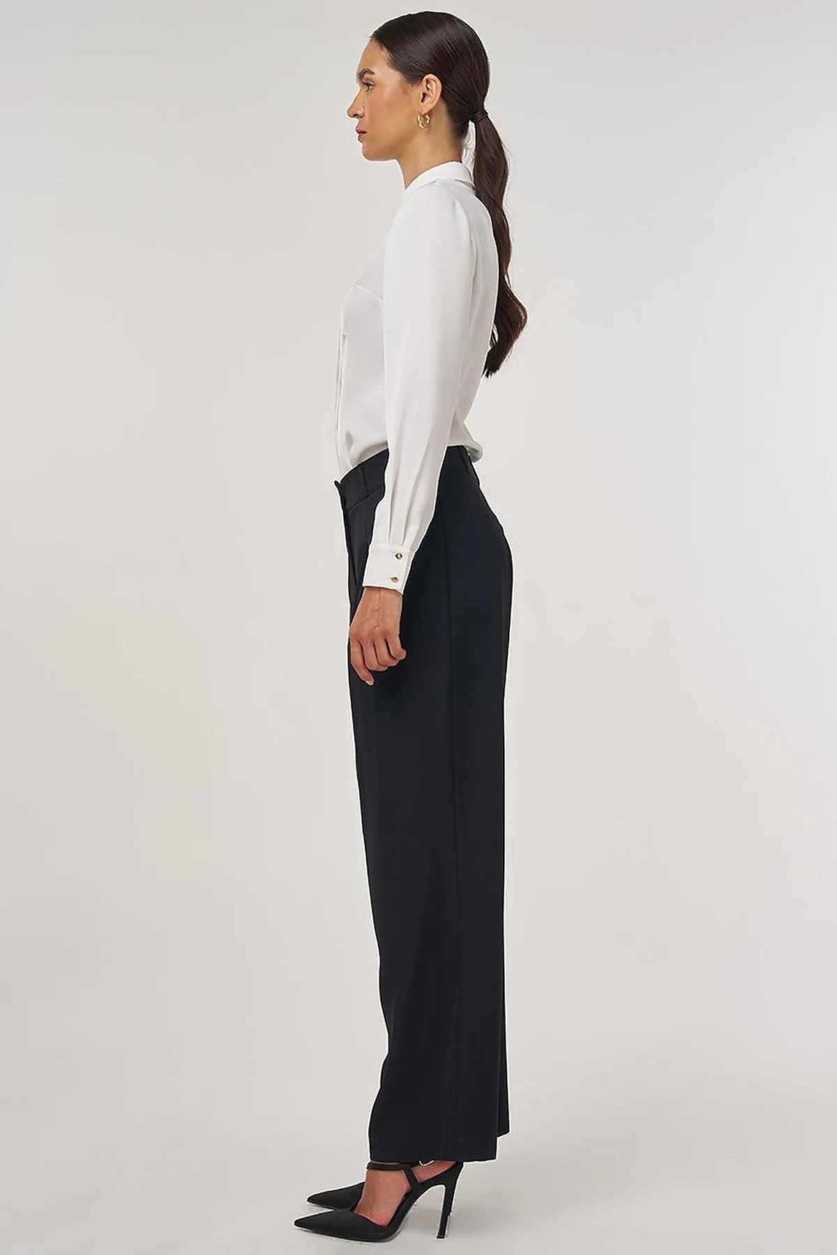 Pleated Fabric Pants Black