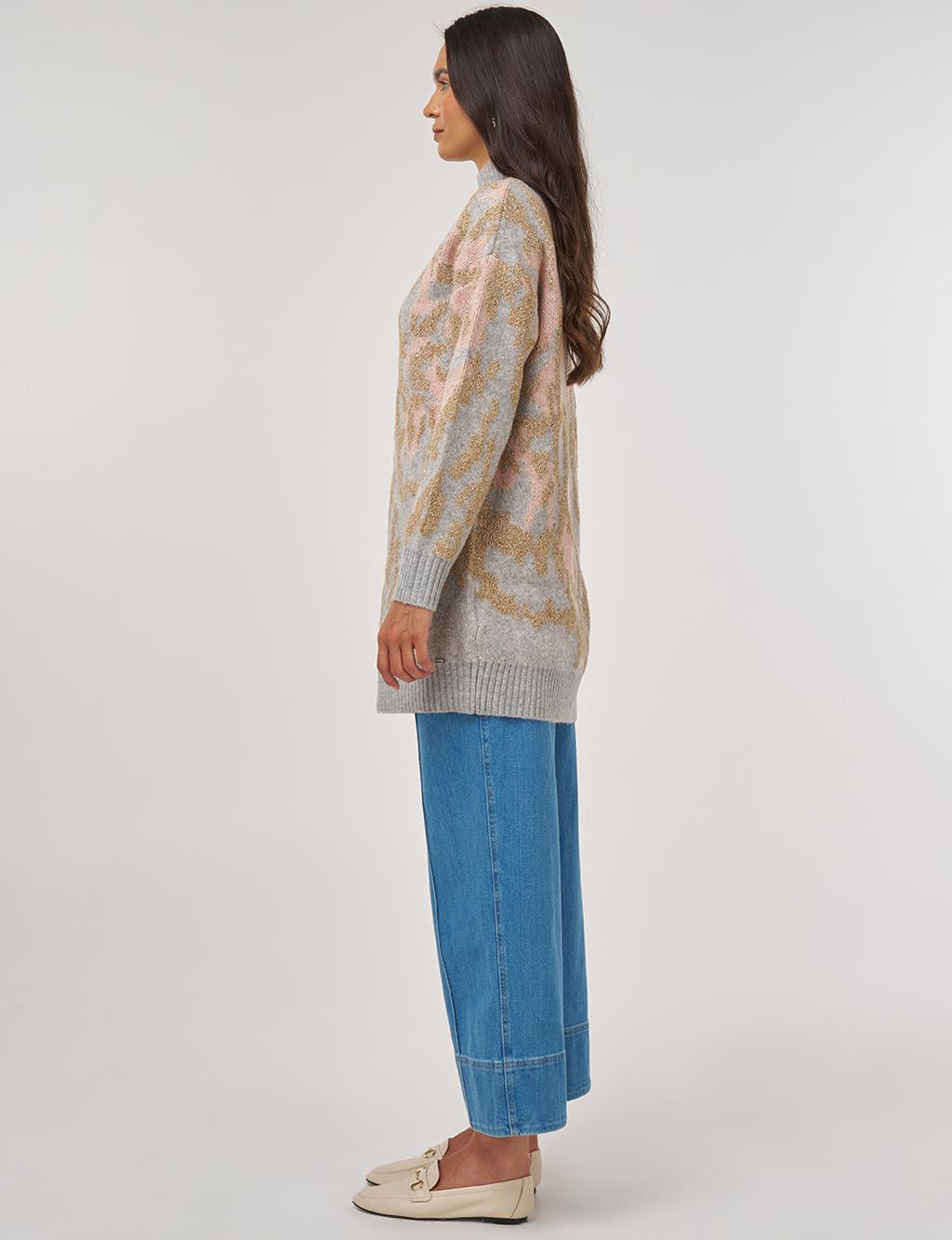 Abstract Pattern Wool Blend Knitwear Pink