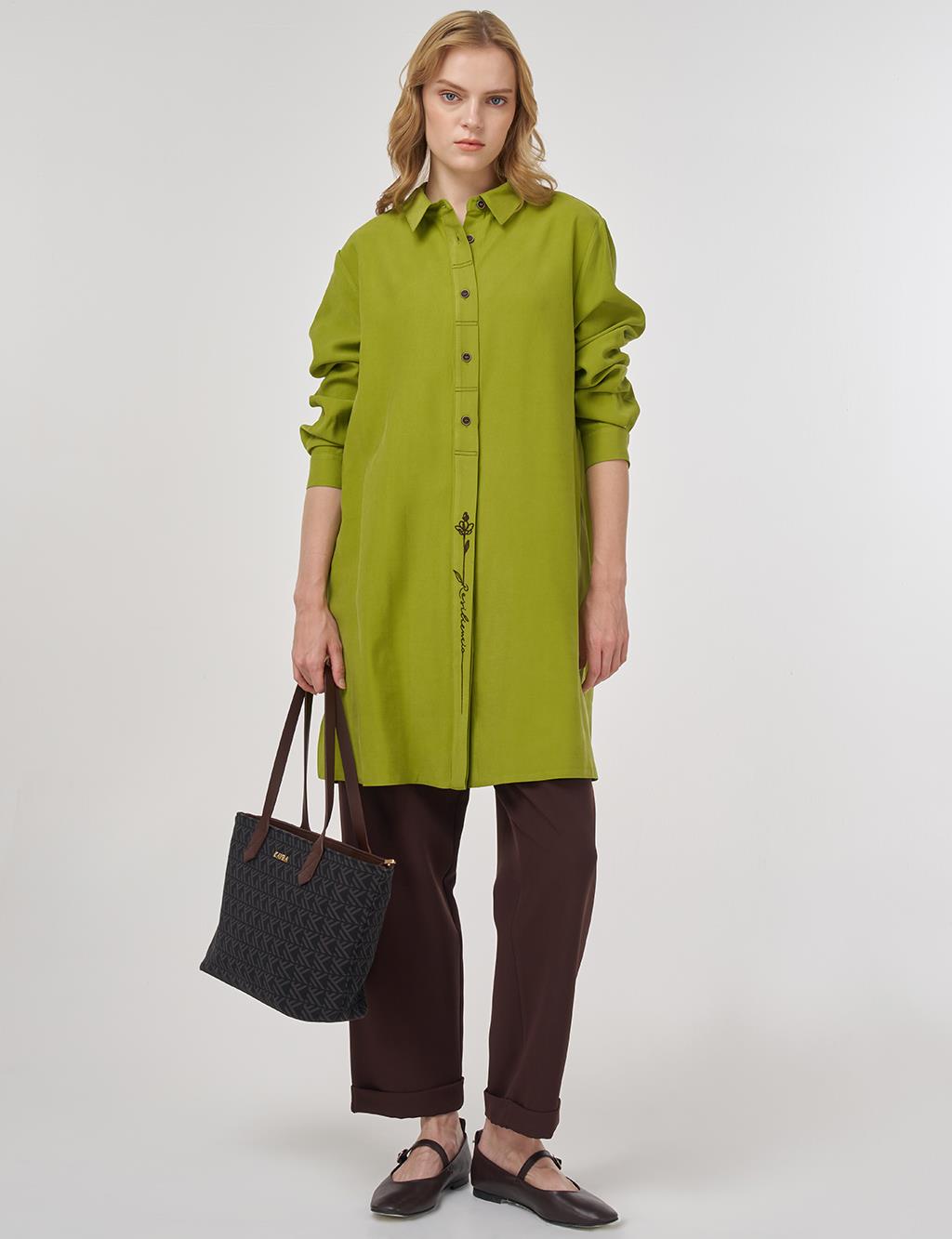 Ribbed Stitch Rayon Tunic Golden Lime