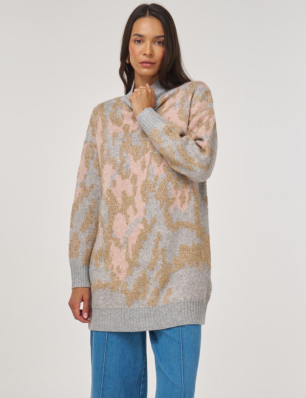Abstract Pattern Wool Blend Knitwear Pink