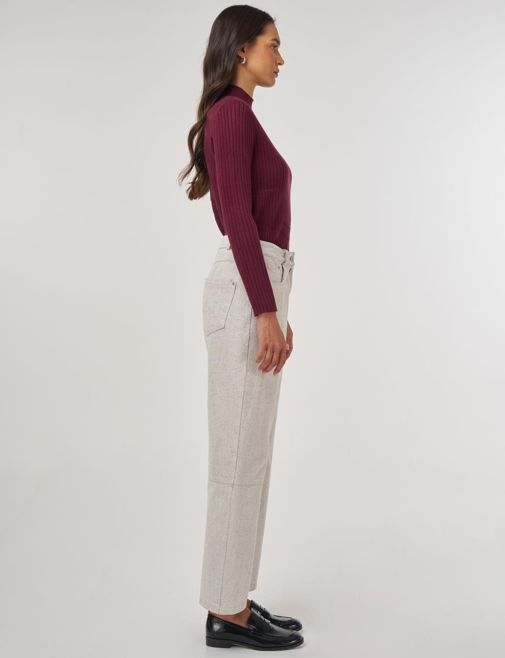 Stitch Detail Denim Trousers Gray