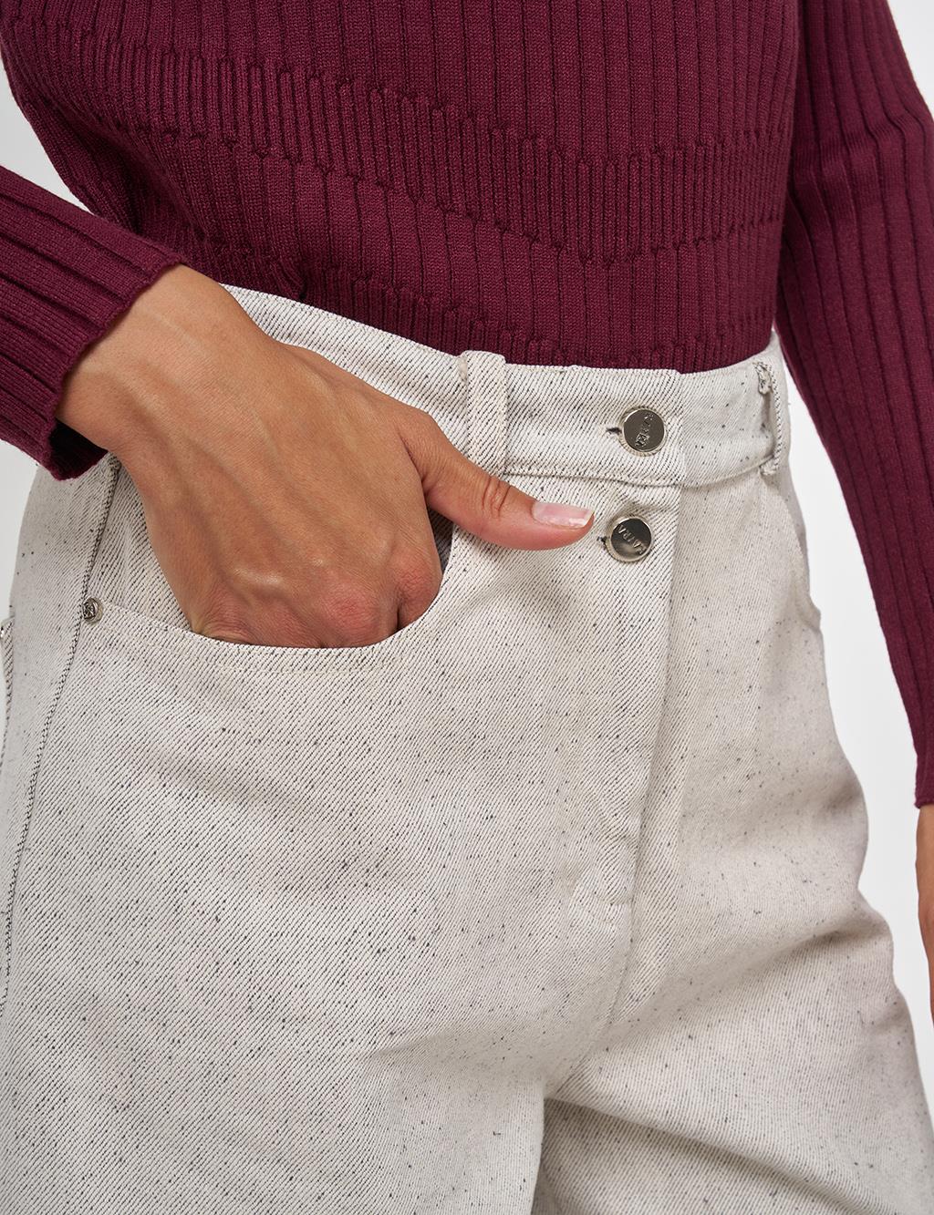 Stitch Detail Denim Trousers Gray