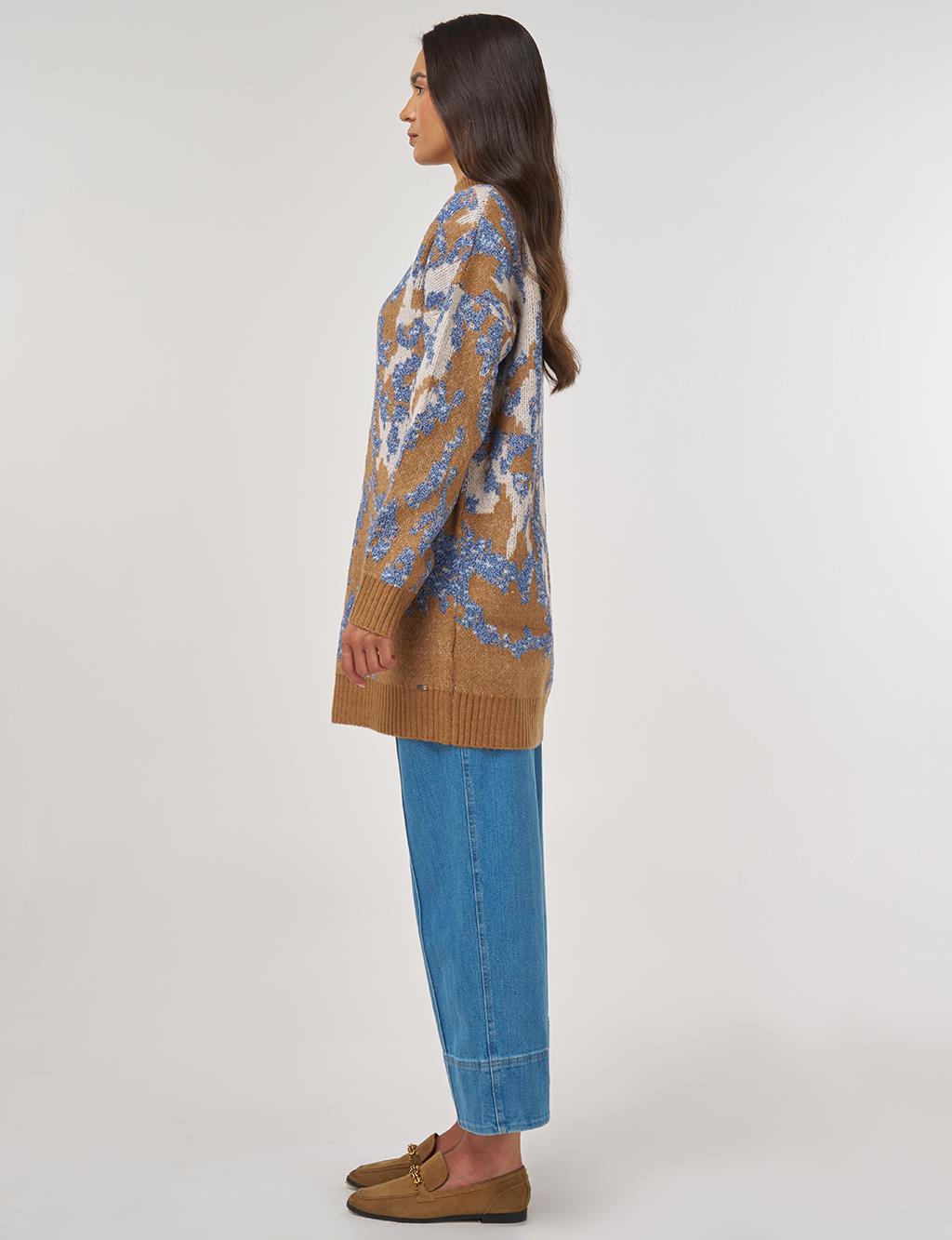 Abstract Pattern Wool Blend Knitwear Indigo 