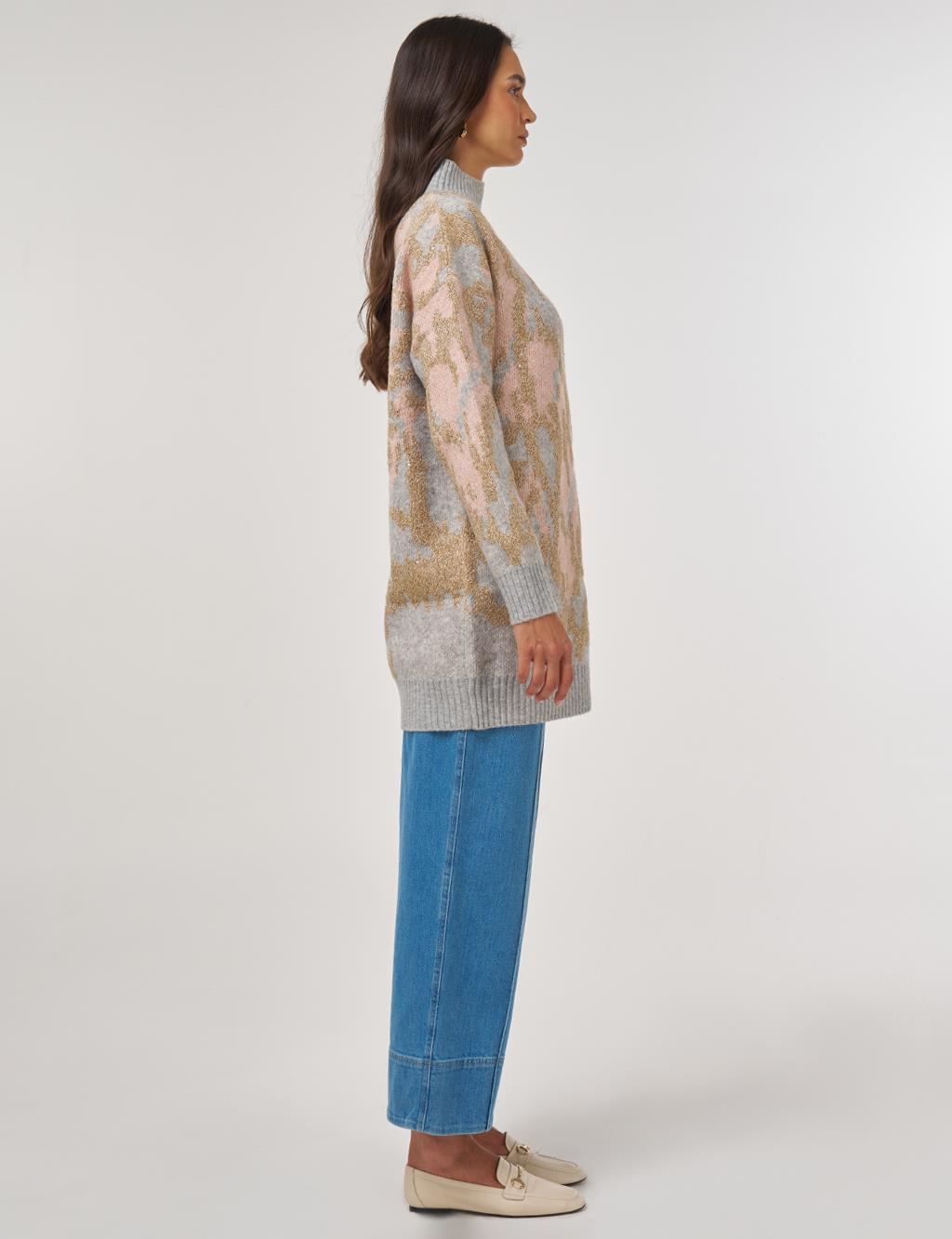 Abstract Pattern Wool Blend Knitwear Pink