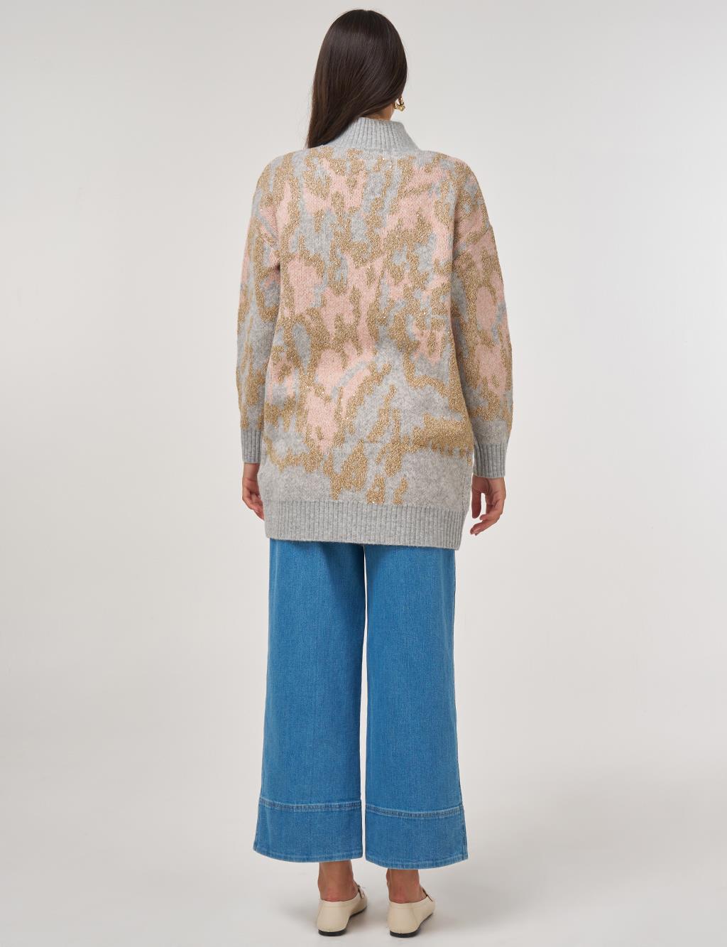 Abstract Pattern Wool Blend Knitwear Pink