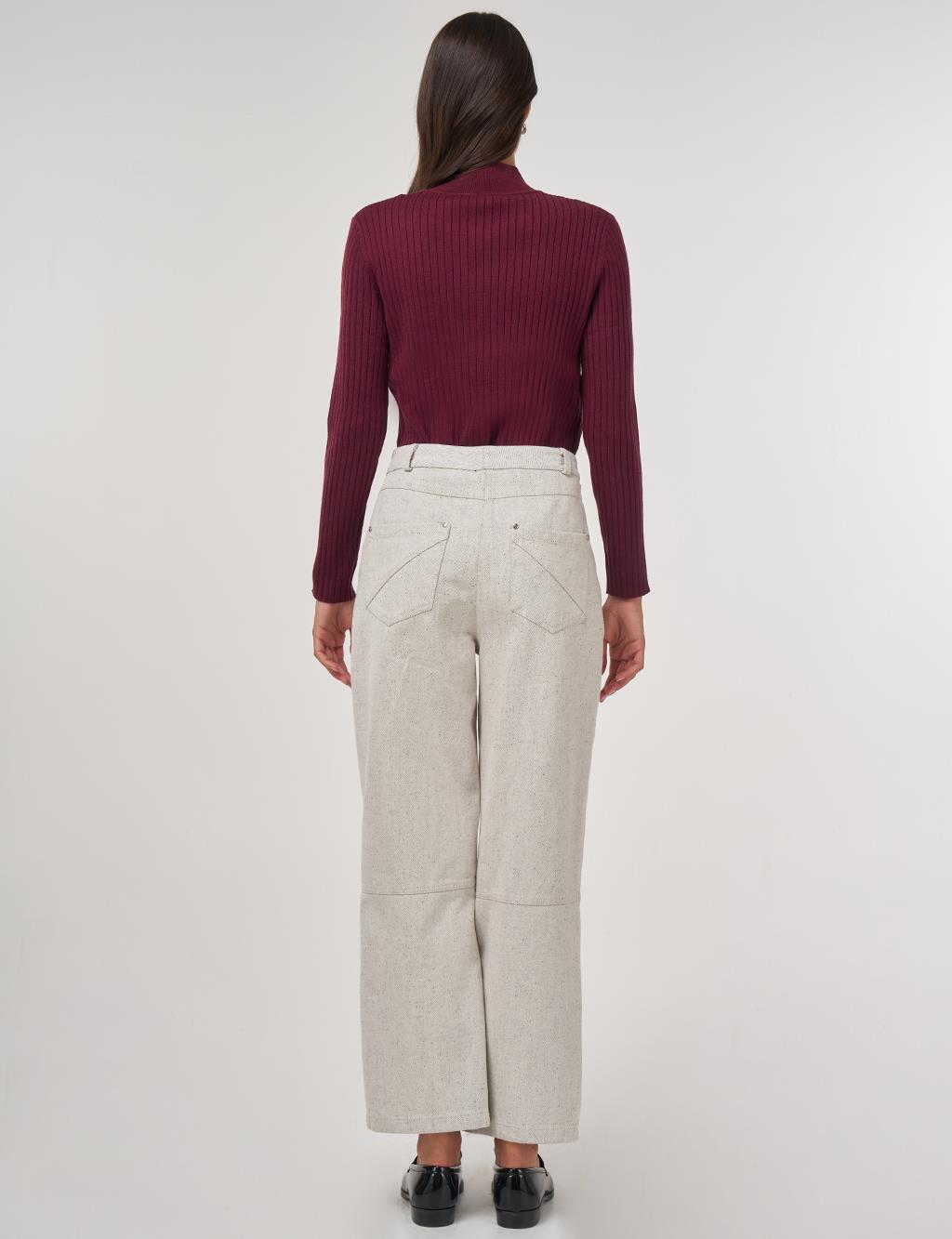 Stitch Detail Denim Trousers Gray