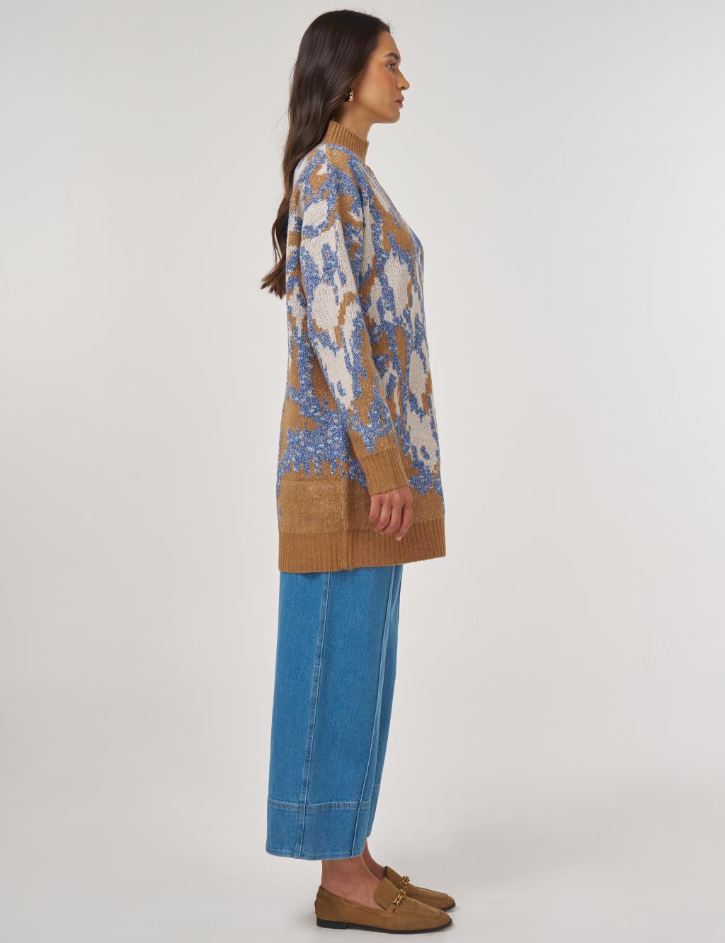 Abstract Pattern Wool Blend Knitwear Indigo 