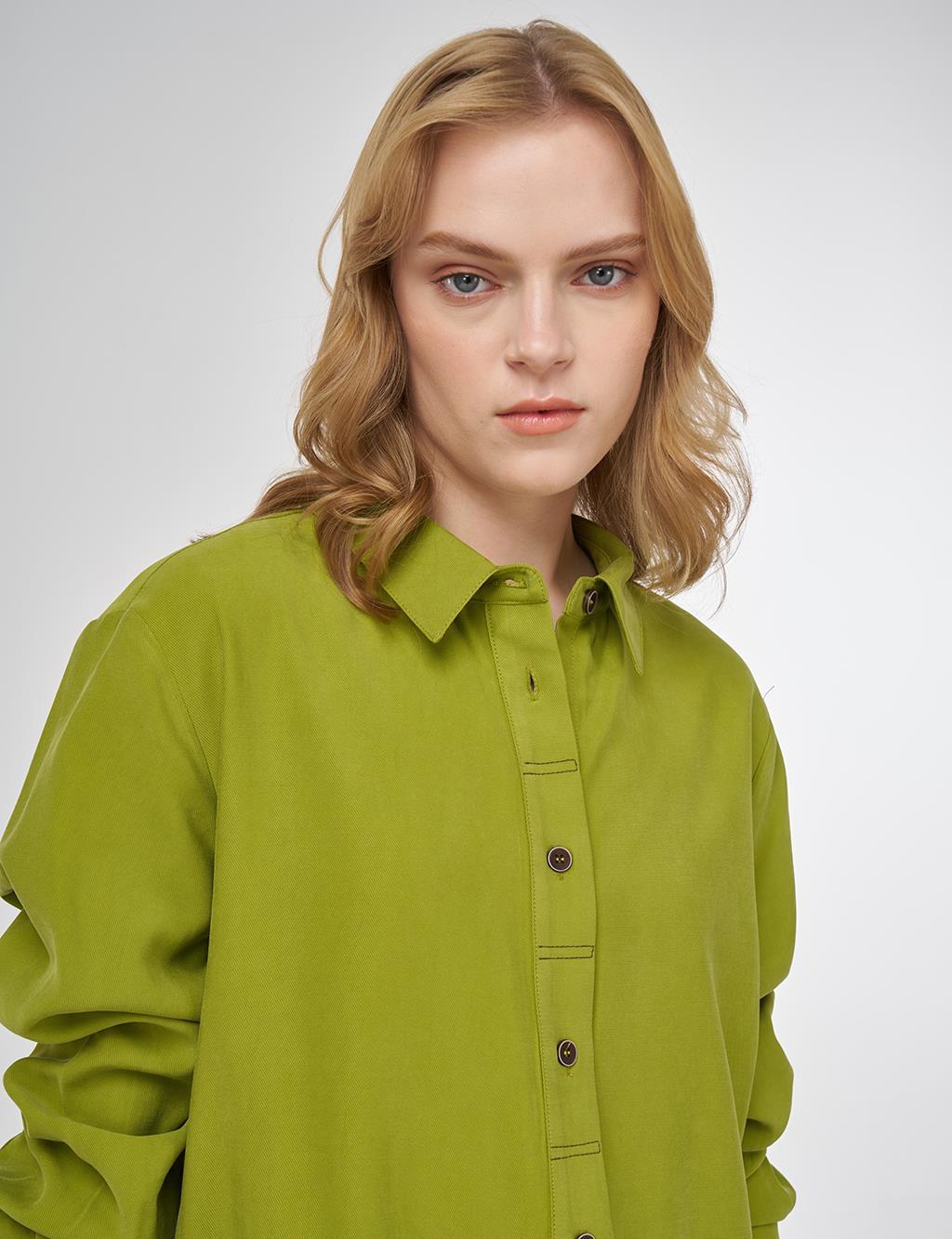 Ribbed Stitch Rayon Tunic Golden Lime