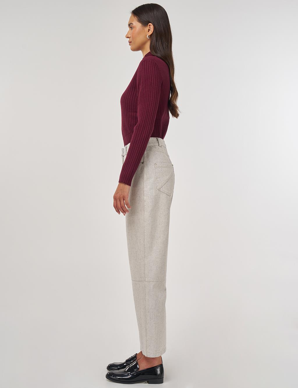 Stitch Detail Denim Trousers Gray