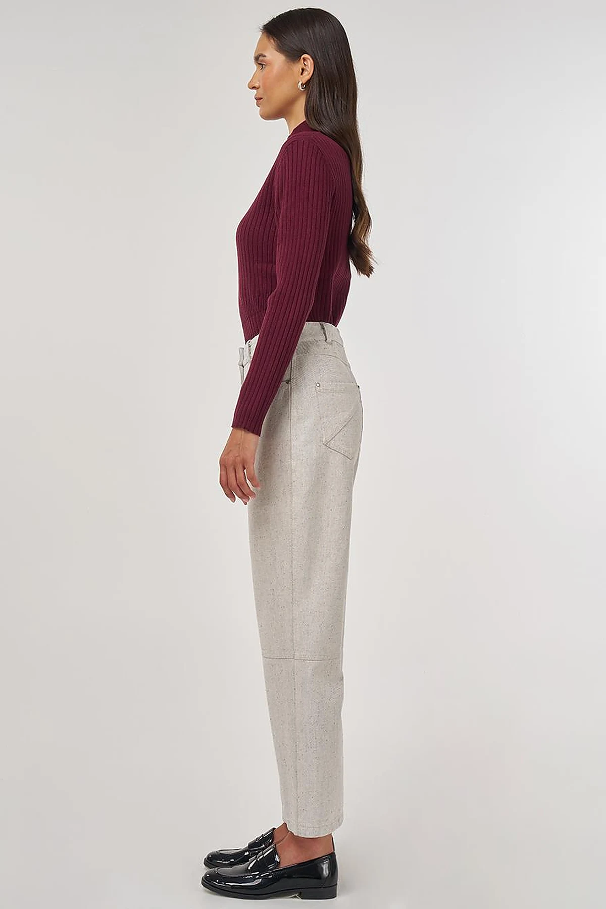 Stitch Detail Denim Trousers Gray
