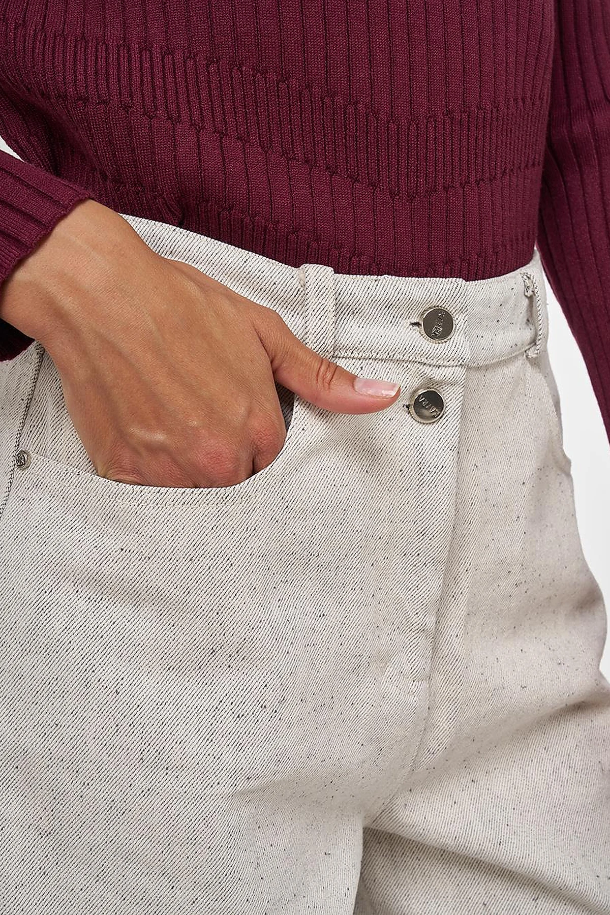 Stitch Detail Denim Trousers Gray