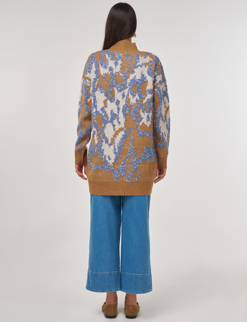 Abstract Pattern Wool Blend Knitwear Indigo 