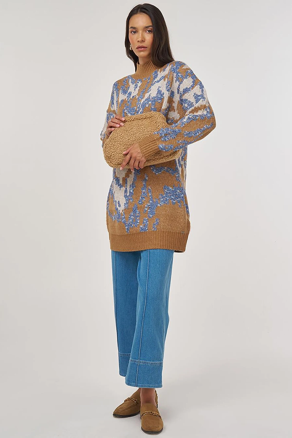 Abstract Pattern Wool Blend Knitwear Indigo 