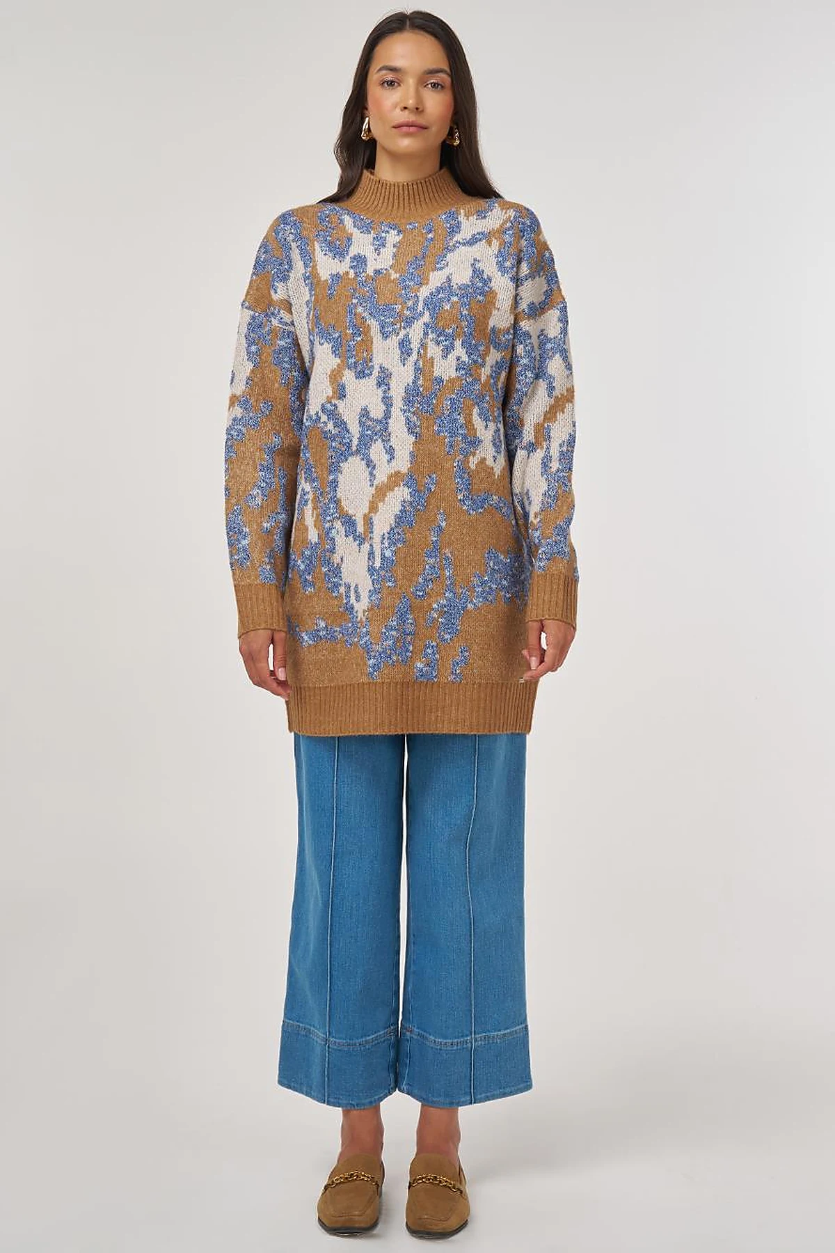 Abstract Pattern Wool Blend Knitwear Indigo 