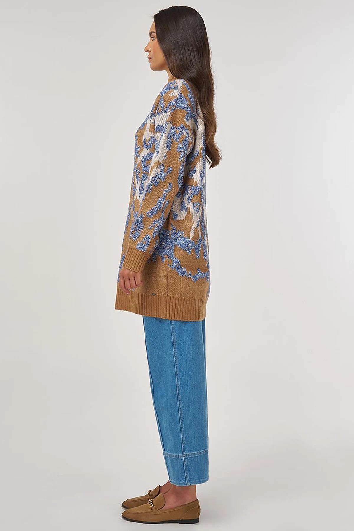 Abstract Pattern Wool Blend Knitwear Indigo 