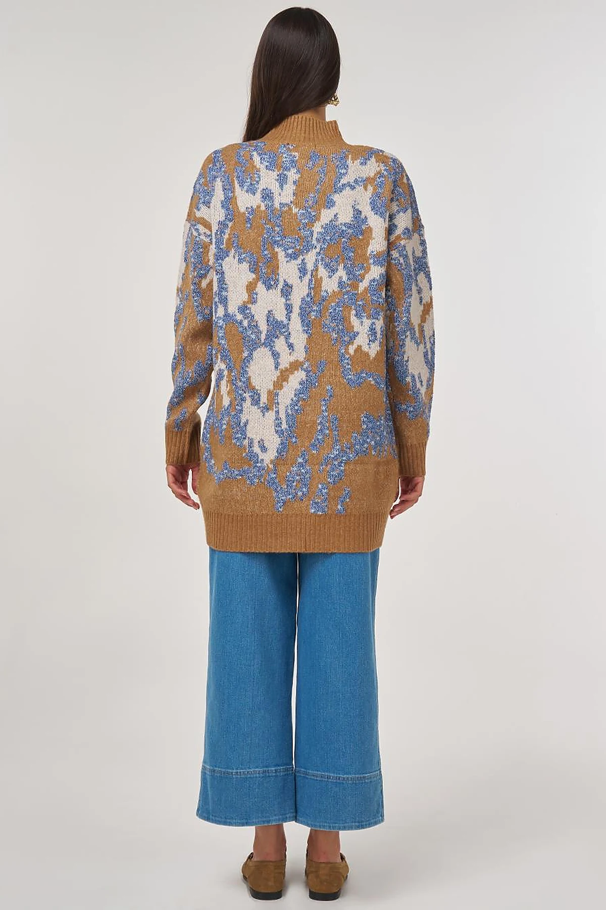 Abstract Pattern Wool Blend Knitwear Indigo 
