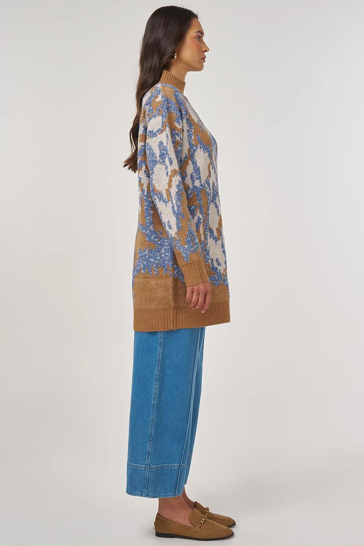 Abstract Pattern Wool Blend Knitwear Indigo 