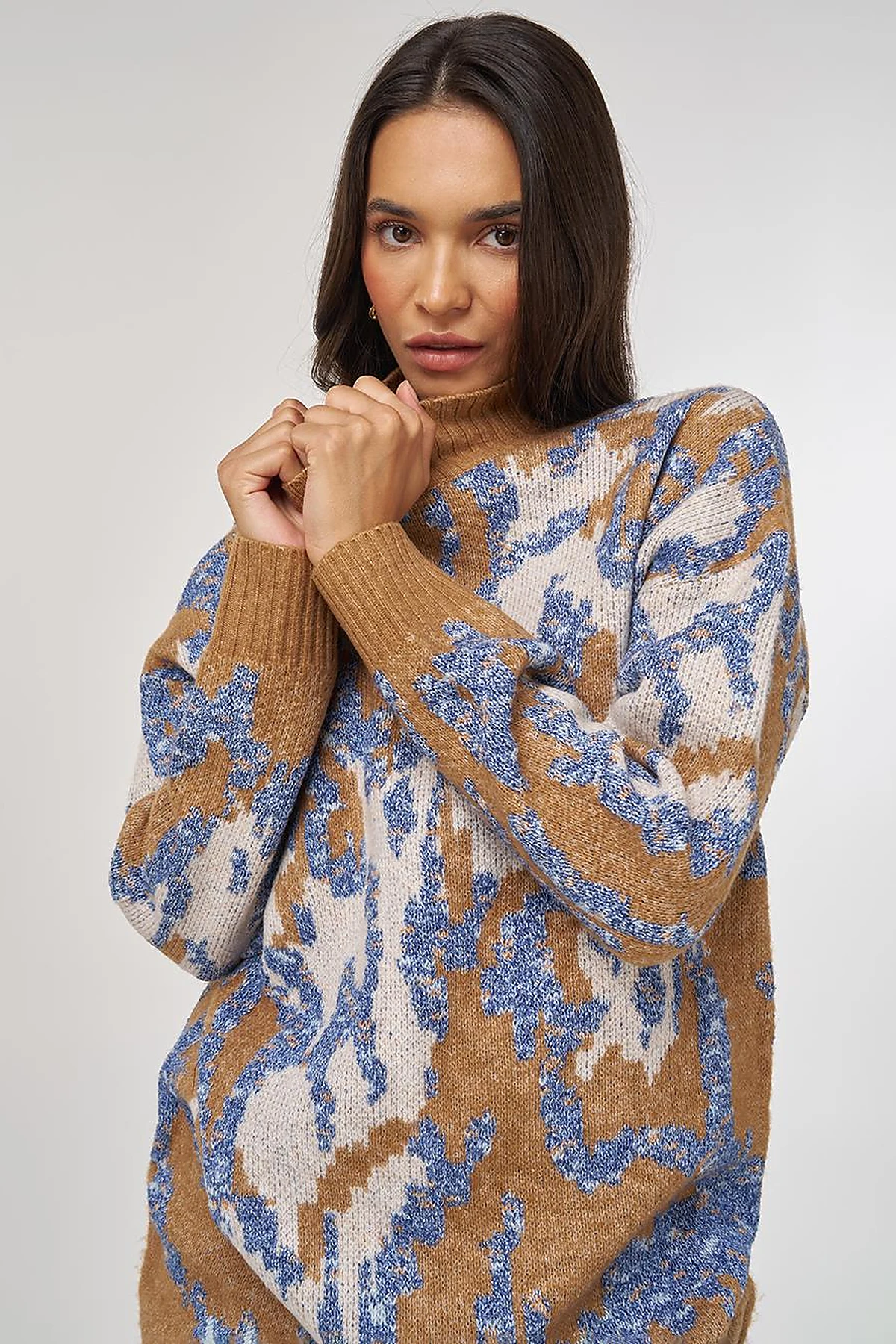 Abstract Pattern Wool Blend Knitwear Indigo 