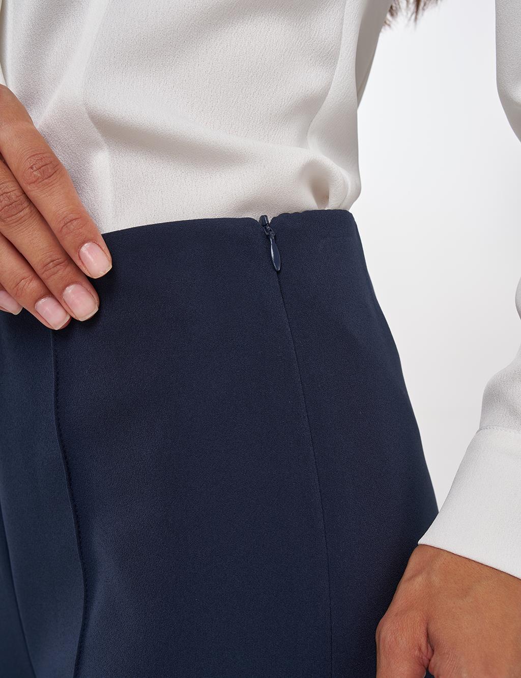 Flare Fit Fringed Hem Pants Dark Navy 