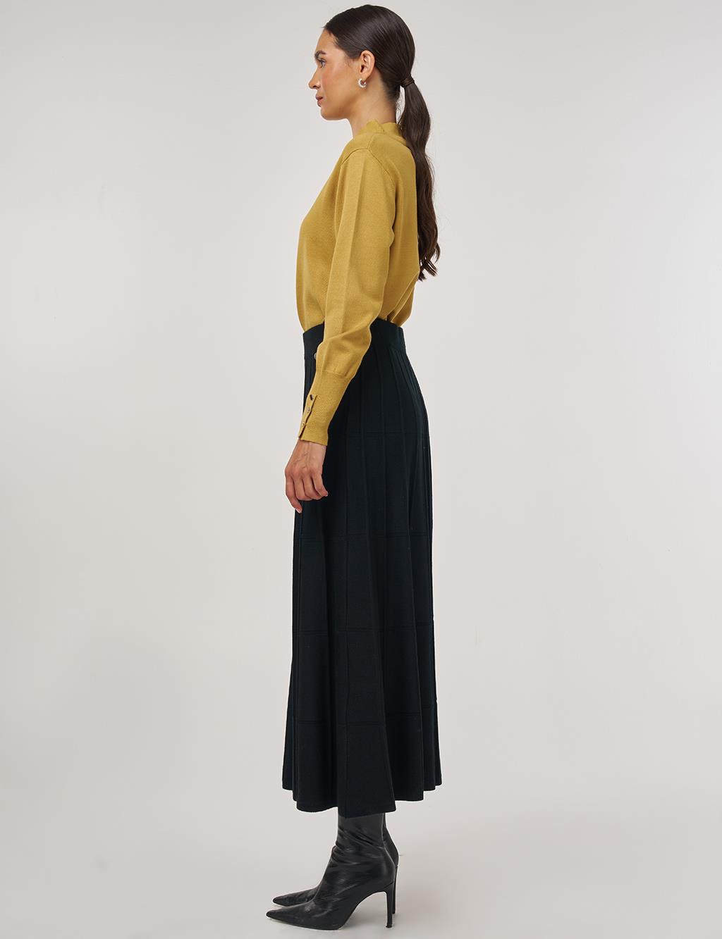 Stitched Viscose Knit Skirt in Black
